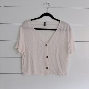 H&M Divided Button Up Blouse Short Sleeve Top